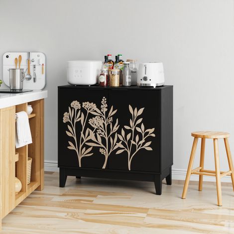 MEUBLIV Aparador negro 80 cm con doble puerta y estantes ajustables (1/5)