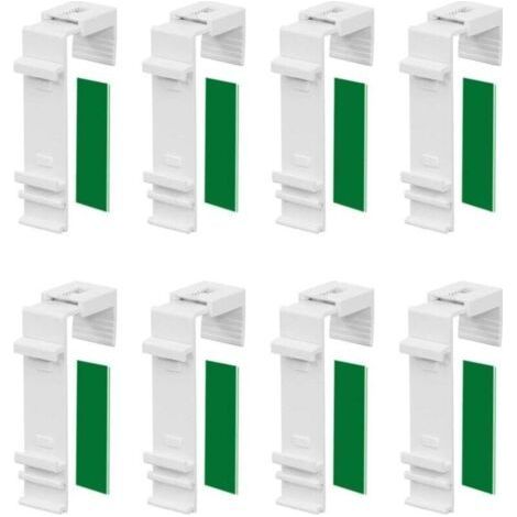 A set of 8 long fixing brackets for double-layer curtains, which can be fixed and glued without drilling, suitable for installation on PVC windows and patio doors. (1/4)
