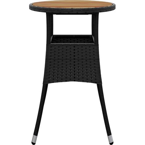 Table de jardin Table d'appoint, Table de Balcon, Ø60x75 cm Acacia et résine tressée Noir OIB9055E (1/3)