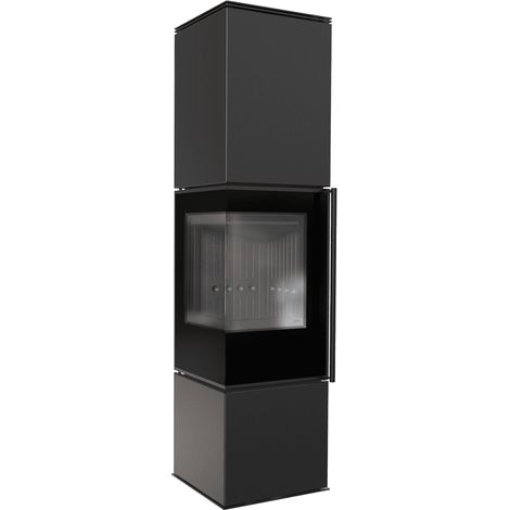 Kaminofen aus Stahl KRATKI REN/L links Ø 150 7 kW schwarz Verkleidung mit Türfeder (1/5)