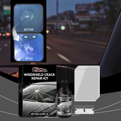 Reparaturlösung für Autoscheibenrisse, Autoglas-Reparaturwerkzeuge, Risskleber für Windschutzscheiben – Reparaturlösung 20 ml1 + Klinge1 + Härtungsfolie5 -- DE (1/5)