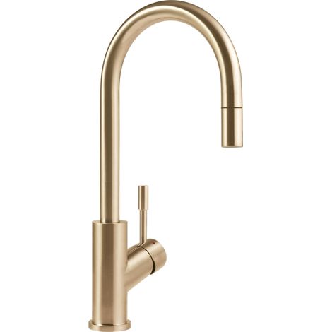 Villeroy & Boch Umbrella Flex - Miscelatore Cucina Alta Pressione con Doccetta Estraibile, Rotazione 360° e Risparmio Idrico, Altezza Bocca 220 mm - Oro