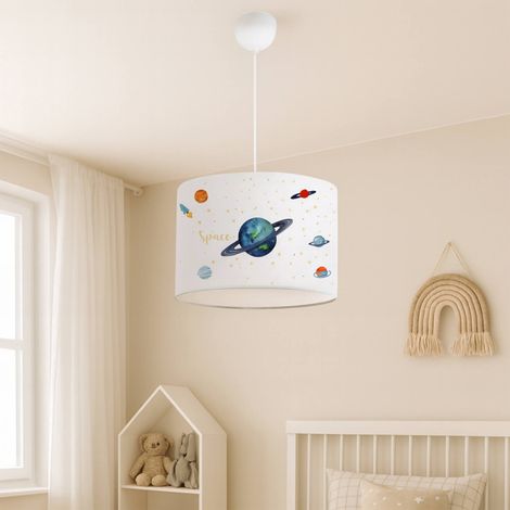 Lampada a Sospensione Rugby per Cameretta Paralume Bianco Design Pianeti lux.pro