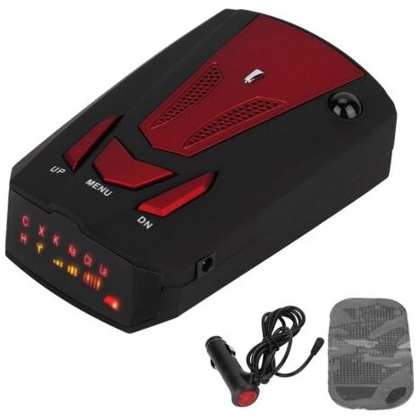BUNTHAUS Détecteur de radar laser GPS V7 à 16 bandes de fréquences, 360 degrés, avec alerte vocale de sécurité et contrôle de vitesse (rouge) (1/5)