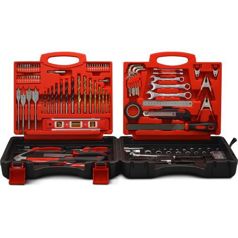 Elem Garden Technic – Coffret multi-outils 146 pièces – Embouts pour vis et clés mixtes – Mèche à bois HSS et titane – Niveau à bulles aimanté (1/6)
