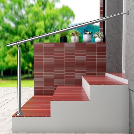 AICA Stainless steel handrail Stair Railing Fit 1 to 4 Steps Adjustable Handrail, 150cm, Silver, suitable for Indoor & Outdoor (1/5)