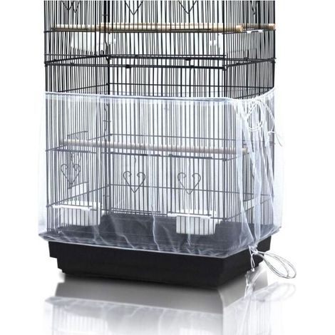 Universal Bird Cage Cover, Parrot Cage Net for Seed Collector, White, Durable, Breathable, Washable (Bird Cage Not Included) YMYNY (1/4)