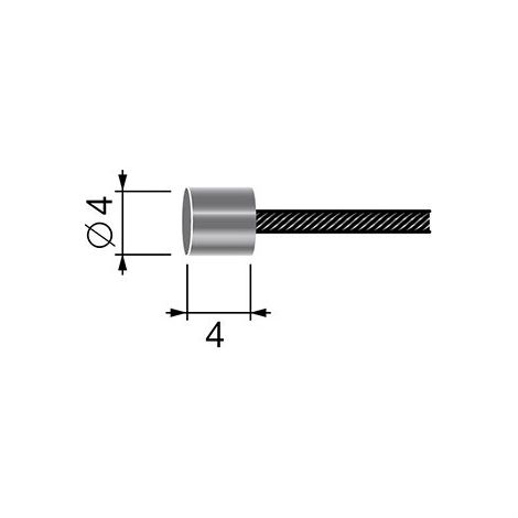 Flexibles Kabel 19 Drähte mit Zylindrischem Anschluss 4x 4mm. Gesamtlänge: 2500mm - ø: Außenseite: 1,5mm. Mit Tonnenanschluss in Kontinuität zum Kabel