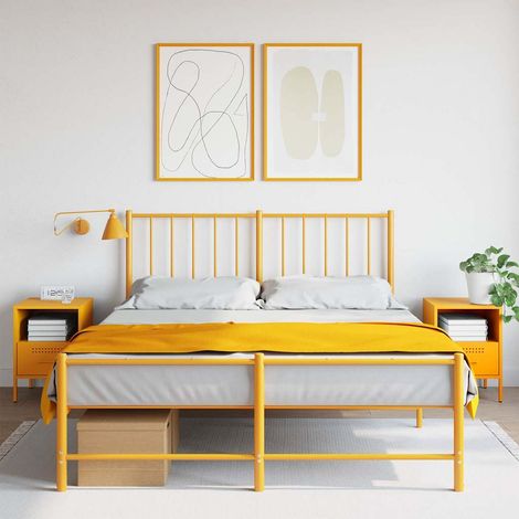 Bedside Cabinets 2 pcs Mustard Yellow 36x39x50.5 cm Steel vidaXL (1/5)