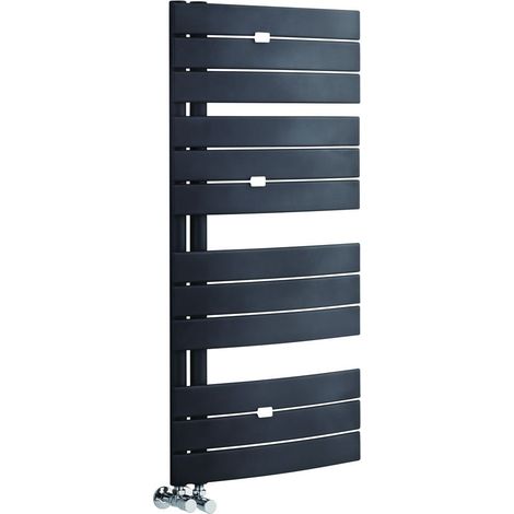 Milano Azore 1080mm x 550mm Curved Bar Heated Towel Rail Radiator - Anthracite (1/3)