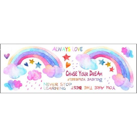 Autocollants muraux arc-en-ciel colorés Autocollants muraux aquarelle arc-en-ciel soleil nuage Autocollants muraux étoile cœur papillon Autocollants muraux arc-en-ciel mignons pour chambre de (1/5)