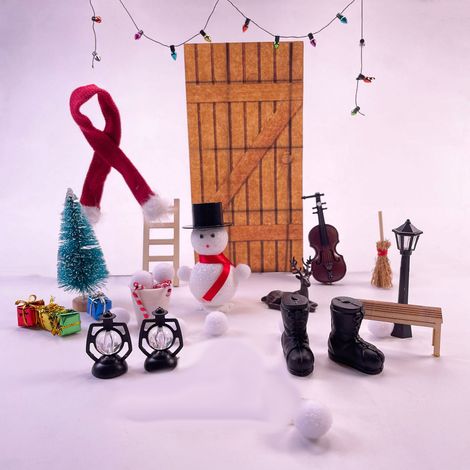 Décorations de Noël pour maison de poupée 1:12, ensemble d'accessoires miniatures pour maison de poupée, elfe de Noël et décoration de porte féerique (1/4)