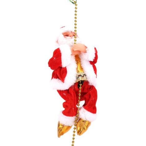Électrique Animé Escalade Santa Claus sur Perles Chaîne Musical Figure Mobile Ornement De Noël cadeau noel (1/5)