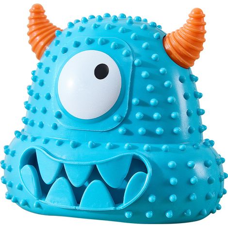 Quietschiges Monster-Hundespielzeug, interaktives weiches Latex, Zerrspiel zur Beschäftigung Ihres Haustieres, Geburtstags-Kauspielzeug für kleine und mittelgroße Hunde (Blau) (1/4)