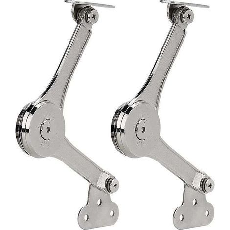 Set di 2 cerniere di supporto per coperchio pieghevoli, resistenti e con chiusura ammortizzata, per tenere aperto il coperchio dei mobili. (1/4)