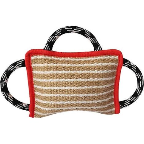 Tapis de mordillement en lin avec 3 poignées résistantes, jouet à tirer durable pour chiens moyens à grands, jeu interactif, idéal pour le tir à la corde, K9 (1/5)