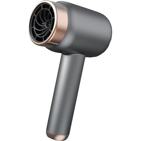 Sèche-cheveux sans fil à piles avec 3 contrôles de chaleur réglables et 3 vitesses de charge USB compatible pour les voyages à la maison et les activités de plein air ( gris foncé)