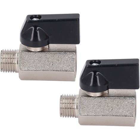2 vannes à boisseau sphérique mini en laiton DN8 filetage mâle-femelle G1/4, lot de 2, finition sablée électroplaquée (1/5)