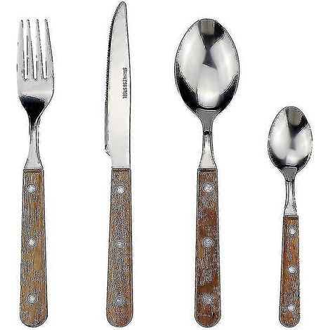Klassisches und elegantes Besteck aus Kunstharz, Nieten, Griffe, Edelstahl, 4-in-1-Set im Western-Stil, feines Besteck, Porzellan, das mit dem Haushalt kompatibel ist (1/5)