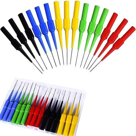 15 puntas de prueba para perforación, puntas de prueba con conector banana, puntas de prueba aisladas de 4 mm para multímetro. (1/4)