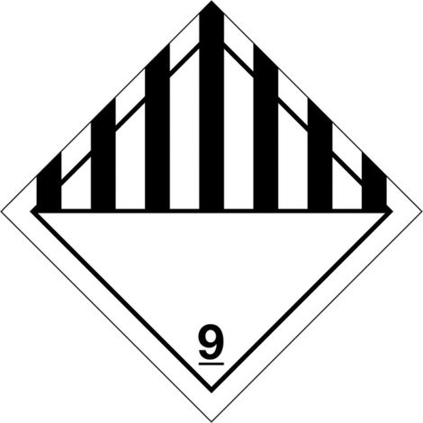 Etichette in PVC Classe 9 Segnaletica per trasporto internazionale “Materiali e oggetti pericolosi” ADR - Numero Pezzi: 500 Pezzi - Misura: 100mm x 100mm