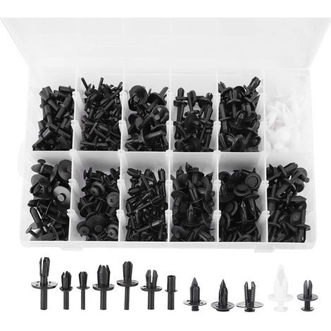 Clips de Fixation de Boucles de Voiture, 350 Pièces, pour Applications Automobiles, Accessoires en Plastique Durables pour Pare-chocs et Panneaux Universels Noirs (1/5)