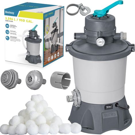 Pompe de filtration a sable pour piscines 3 596 lh avec boules filtrantes