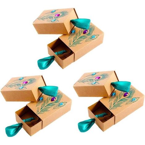 30pcs Boîtes-cadeaux en papier kraft, boîtes de faveur en forme de tiroir, boîtes-cadeaux de plumes - boîtes à friandises (1/3)
