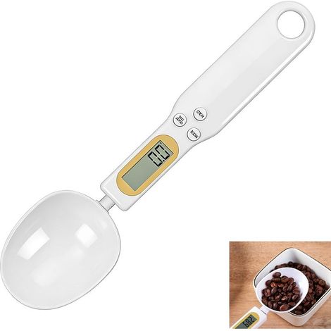 Cucchiaio Bilancia Digitale Cucchiaio di Dosaggio di 0,1 g per 500 g di Precisione con Display LCD, Funzione Tara, inclusa Hold, un Cucchiaio di Dosaggio Grammi Rimovibile per le Spezie, il Caffè di L (1/5)