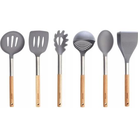 Ustensiles De Cuisine - Bois D'acacia Nylon Thermoplastique - Pour Revêtements Sensibles - 6 Pièces (1/2)