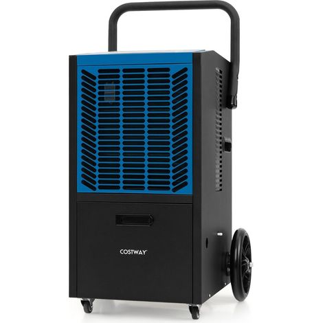 Déshumidificateur industriel bleu 66 L/jour avec pompe, tuyau de vidange et minuterie 24 h pour sous-sol, entrepôt et atelier (1/5)