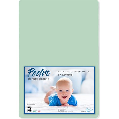LENZUOLO angoli PEDRO per lettino BAMBINO TUTTI I COLORI Verdino (1/3)