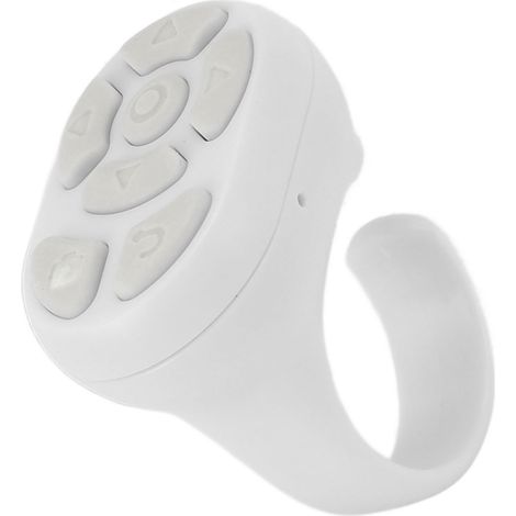 Bluetooth 5.3 Fernbedienungs-Scrollring mit App, Seitenumblätterfunktion, Fernauslöser für Fotos und Selfie-Taste, inklusive Handy-Ladehülle (weiß). (1/5)