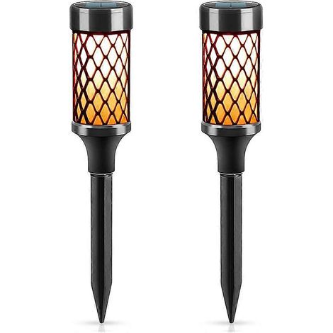 Lot de 2 lampes solaires d'extérieur pour jardin, blanc chaud, étanches IP65, à LED, pour allée, patio, terrasse, mariage, fête. (1/5)