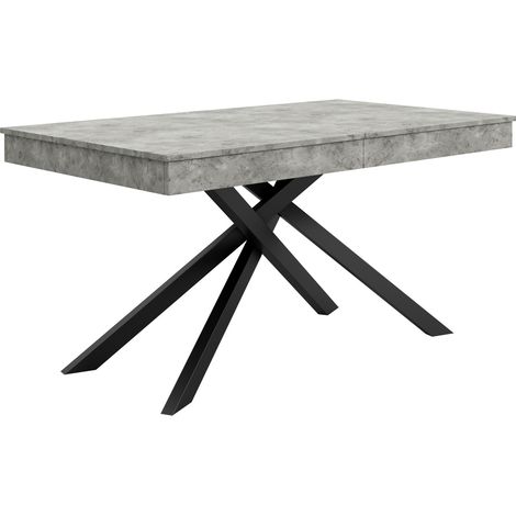 Ausziehbarer Esstisch 140/180 x 80 cm aus grauem MDF für 6-8 Personen (1/5)