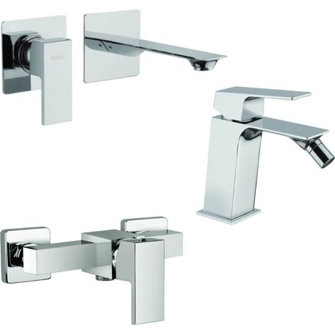 Set miscelatori Mamoli Blade doccia esterno lavabo a muro e bidet per piletta click clack (1/4)