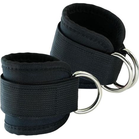 Lot de 2 sangles de pied avec anneau en D, sangles de pied réglables pour musculation et exercices de fitness (1/5)