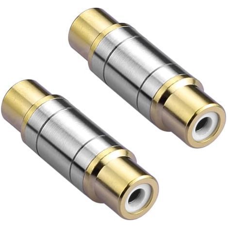 Lot de 2 connecteurs RCA femelles plaqués or pour vidéo et audio, adaptateurs RCA femelles fins, rallonge pour câbles RCA.