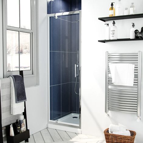 Jupiter 700mm Modern Pivot Shower Door Enclosure Screen Safety Glass (1/5)