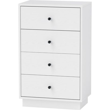 Mesita de noche con 4 cajones de madera инженерizada blanca 47 x 29 x 75 cm (1/5)