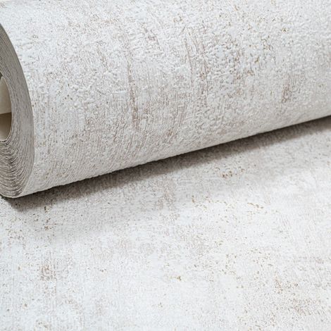 Plain Cream Concrete Effect Wallpaper Textured Distressed Gold Metallic Vinyl (1/5)