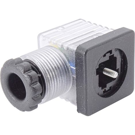 Ventilsteckverbinder mit LED 2+PE Buchse Baugröße A Schraubanschluss, Kabelabgang seitlich PG11x1,41 Klemmbereich 6,0mm - 8,0mm, Querschnitt 0,34mm² - 1,5mm² - 1 Stück (1/2)
