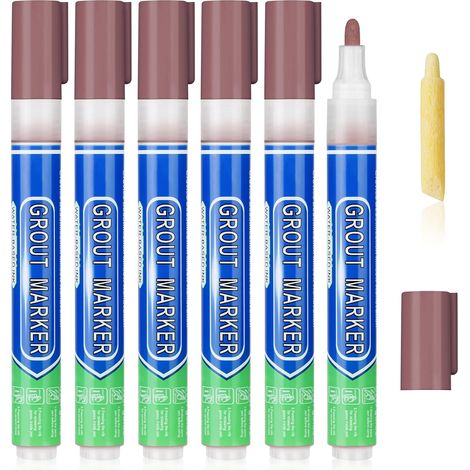 Stylo Joint Carrelage, 6PCS Stylo de Carrelage à Coulis, Imperméable Marqueur Joints, Rénovateur de Coulis pour Salle de Bain, Cuisine, Carrelage, Sol (1/5)