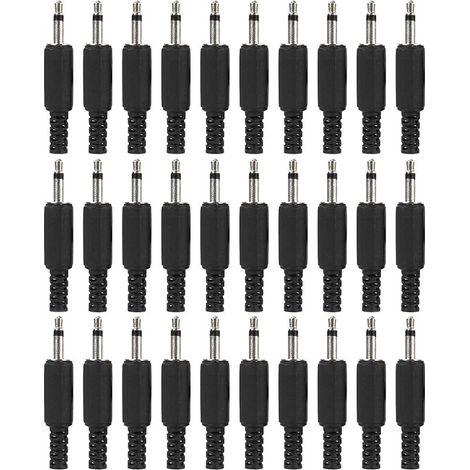 30 Pcs Prise Jack de réparation de Remplacement TS 3,5 mm, Prise mâle Mono 2 pôles 1/8", connecteur de câble Audio de Type à souder 3,5 mm pour réparation de Bricolage (1/5)
