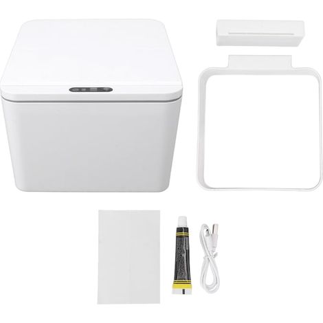 Poubelle automatique 4 L, rechargeable par USB, couvercle pliable, capteur intelligent, idéale pour le bureau, format compact. (1/5)