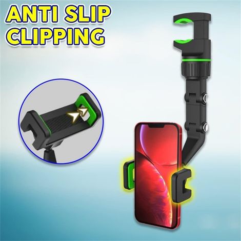 Support téléphone voiture rétroviseur universel réglable, support smartphone pratique pour conduite mains libres et navigation (1/4)