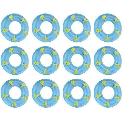 Lot de 12 jouets de bain pour fille : bouées gonflables en forme de canard, anneaux de natation, jouets pour le bain des bébés (1/5)