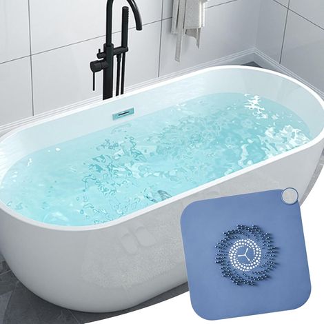 Couvercle de bonde de sol / Bouchon d'évier en silicone bleu anti-odeurs pour salle de bain et évier (1/4)
