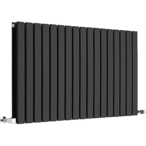 Milano Alpha Black Horizontal Double Flat Panel Radiator - 635mm x 1190mm