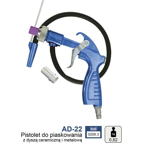 Adler AD-22 Pistola de Chorro de Arena con Boquilla Cerámica para Limpieza y Preparación de Superficies, Alta Durabilidad, Precisión, Rendimiento Profesional y Diseño Ergonómico, Color Metálico.